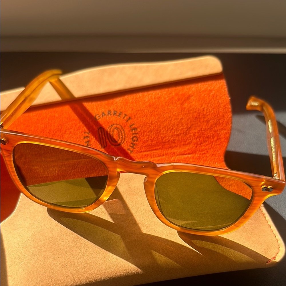 Garrett Leight Brooks Sunglasses with Classic Retro Style and Green Lenses